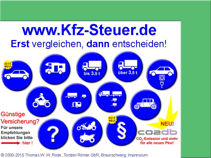 Kfz-Steuer Berechnung ONLINE NEU! 2015, Kfz Steuer Pkw ...